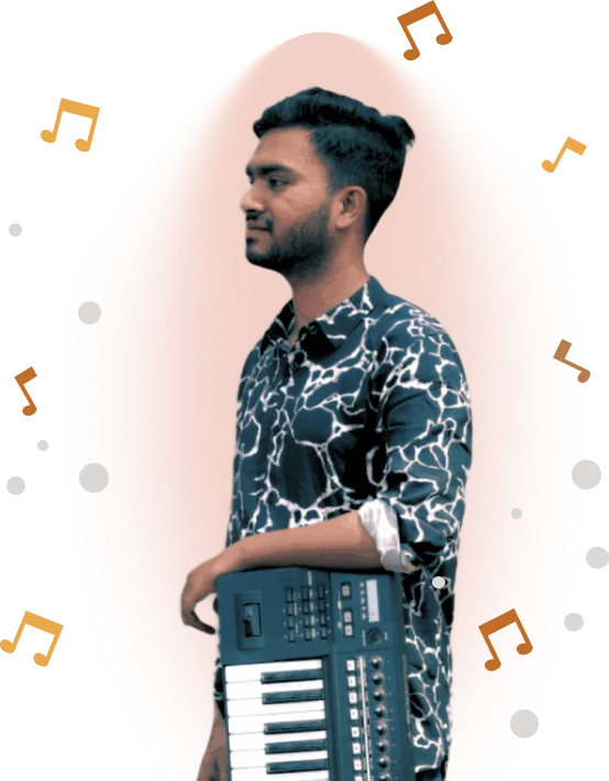 Satish Standing With Keyboard and Enjoying Music